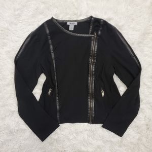 DKNY Black Knit Asymmetrical Blazer